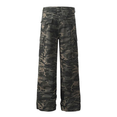 Threebooy Camouflage Jeans Mens Streetwear Punk Y2k Cargo Trousers Men Harajuku Vintage 2025 New Baggy Wide-leg Denim Pants Male