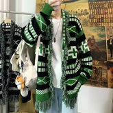 Threebooy Sweater Men Trendy Couple Wear Loose Lazy Tassel Knitted Cardigan Men Jacket