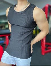 Threebooy Combed Fabric Shows Men's Summer Sports Leisure Fitness Wear Training Clothes Spliced Quick-drying Sleeveless Short Top