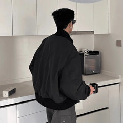 Threebooy High Street Stand Collar Baseball Jacket Cotton Men's High Street Versatile Bread Pilot's Premium Jacket