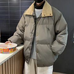 Threebooy Streetwear Winter Clothing New Loose and Thick Cotton Jacket with Double Zipper Decoration