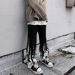 Threebooy Hip-hop Black Trousers Loose Large Size High Street Fashion Brand Men and Women Floor-length Straight Jeans