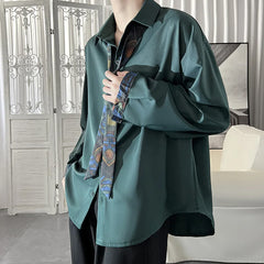 Threebooy Korean Fashion Stylish Long Sleeve Blouses Men Streetwear All-match Handsome Teens Shirt Autumn New Retro Oversize Shirts