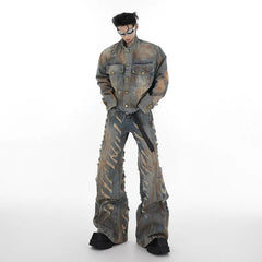 Threebooy Men's Deconstructed Denim 2-Piece Set