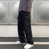 Threebooy Wide Leg Jeans Men loose Hip Hop Casual Men's Straight Baggy Denim Pants Streetwear Skateboard Pant Neutral Trousers Plus Size