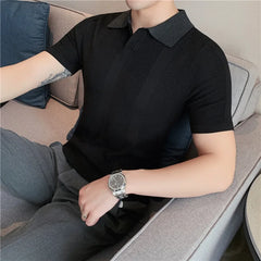 Threebooy New Style Men's summer High quality short sleeves Polo Shirts/Male Slim Fit Stripe Ice silk Hollow out POLO shirts S-3XL