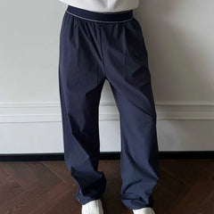 Threebooy Trendy Men Casual Pants Fashionable Simple Solid Color Elastic Waist Straitght-led Male Trousers New Fashion