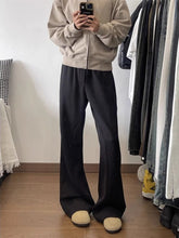 Threebooy Mens Trendy Brand Clean Fit Micro Flare Joggers Spring Autumn Wide Leg Drape Straight Casual Trousers