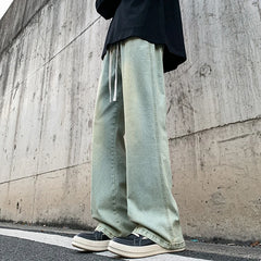 Threebooy Spring New Stretch Micro Flare Jeans Men's American Street Hip-Hop Wide Leg Pants Washed Retro Pants 5 Colors