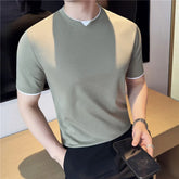 Threebooy Men's Solid Color Casual T-shirt Men's Clothing Summer New Short Sleeved Slim Fit Round Neck Pullover Top T-shirt