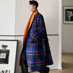 Threebooy Men's Azure Elegance Trench Coat