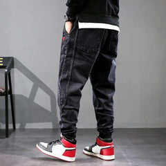 Threebooy Elastic Cropped Men's Jeans Stretch Man Cowboy Pants Trousers Black Oversize Korean Style Regular Fit Cheapest Casual Cheap Long
