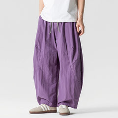 Threebooy Wide Leg Pants Men and Women summer Light Thin Solid Straight Casual trousers Elastic Waist Harun Pant Loose Oversize Streetwear