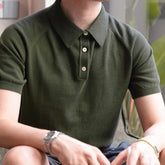Threebooy New Men Fashion Tops Light Luxury Style Leisure Knitted Polo Shirt Casual Fitness Solid Color Short Sleeve Breathable Tees M-3XL