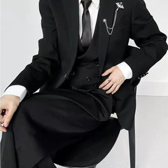 Threebooy Japanese Retro High-end Coat High-end Suit Korean Trendy Solid Slim JacketMen Women Neutral Style Design Blazer Chic