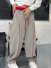 Threebooy American Style Contrast Joggers Men Curved Blade Loose Fit Designer Trousers