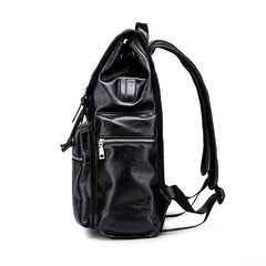 Threebooy Men's PU Leather Backpack Large Capacity Travel Computer backpacks Fashion Laptop Students Schoolbag Expandable USB Charger Bags