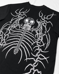 Threebooy Street Goth Punk Black Y2k T Shirt Harajuku Hip Hop Oversized Skull Pattern Printed T Shirts Casual Versatile Tops Streetwear