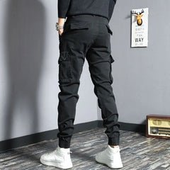 Threebooy Harem Cargo Pants for Men Y2k Multi Pocket Fashion Navy Slacks Casual Slim Stretch Loose Stacked Outdoor Hip Hop Trousers