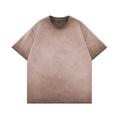 Threebooy Mens Gradient Washed Loose Crew Neck Tee Streetwear Vintage Distressed Oversized Tshirt man Casual Fashion Trendy Basic Top