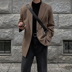 Threebooy Oversized Korean Style Men's Loose Casual Small Suit, Men's 2024 Autumn New Padded Shoulder Suit Jacket Unisex Top