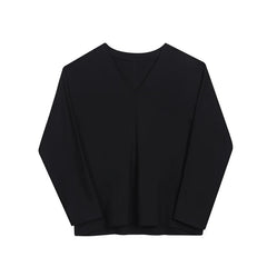 Threebooy Men Casual T-shirt Long sleeves V neck shirt Solid color Sweatshirt Male Jogging Tracksuit Homme Athletic Shirt Tops
