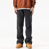 Threebooy High Street Jeans Men's Spring and Autumn American Retro Straight Leg Pants Zipper Floor Pants