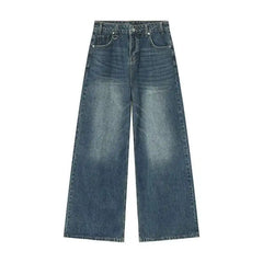 Threebooy Vintage Men's Baggy Denim Trousers New Streetwear Wide Leg Loose Denim Pants Fashion Distressed Straight Pants