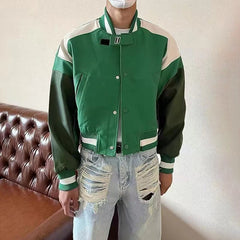 Threebooy New Autumn And Winter Niche Stitching Design High-Grade Leather Jacket American Retro High Street Fashion Casual Y2k Jacket Men