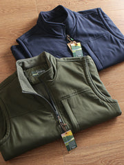 Threebooy Functional Workwear Vest Men Winter Outdoor Windproof Water-proof Plus Velvet Thickened Warm Standing Collar Fleece Waistcoat