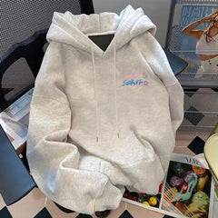 Threebooy Spring Autumn Men's New Splicing Pullovers Hooked Printed Letter Drawstring Fashionable Loose Casual Long Sleeve Hoodies