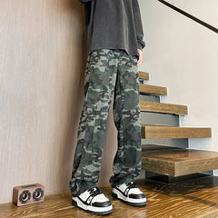 Threebooy Jeans Men straight Pants patchwork male jean Fit Patchwork Streetwear Men's Trousers Denim Large size Hip Hop