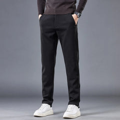Threebooy Fashion Slim Stripe Men's Pants Elastic Waist Business Suit Stretch Thick Korea Formal Trousers Male Brand Clothing 28-38