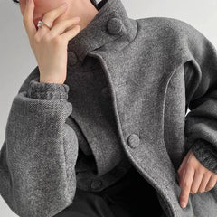 Threebooy 90s Streetwear Men's Woolen Jackets Turn-down Collar Solid Color Clothing Single Breasted Casual Male Coats New Winter