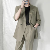 Threebooy Autumn Men's Clothing Light Luxury Business Leisure Suit Jacket Set Streetwear Elegant Korean Popular Clothes Slim Pants Suit