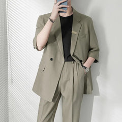 Threebooy Autumn Men's Clothing Light Luxury Business Leisure Suit Jacket Set Streetwear Elegant Korean Popular Clothes Slim Pants Suit