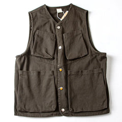 Threebooy Japan Retro Heavy Twill Fabric Tooling Vest Functional Waistcoat Loose Fashionable High-end Pocket Couple Jacket Top Aesthetic