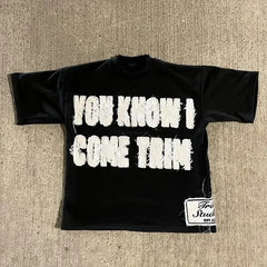 Threebooy Harajuku Punk Goth Graphic T Shirts Black Oversized Loose Men and Women Short Sleeved Tops Casual Versatile Round Neck T Shirt