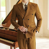 Threebooy (Jacket + Pants) 2 Pieces Set New Men's Casual Boutique Business Double-breasted Dress Wedding Groom Suit Coat Blazers Trousers