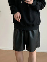 Threebooy Leather Shorts Men's Spring Summer New Style Korean Loose Casual Solid Color Short Pants Pocket 2024 Male Trend Shorts