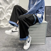 Threebooy Spring new cotton wide-leg men's pants with large pockets casual hip-hop overalls straight-leg pants for men men pants mens