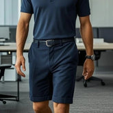 Threebooy Navy Office Formal Shorts Men Summer High Quality Casual Business Social Elastic Waist Men's Dress Shorts Work Wear Beach Shorts