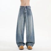 Threebooy Men's Denim Pants hip hop jean Classic Blue Washed Male Jeans Straight Casual Menwear Loose Wide Leg Trousers 2025 New Fashion