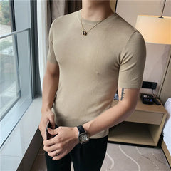 Threebooy Clothing Summer Leisure Men Short Sleeve T-Shirts/Male Slim Fit High Quality Knitting T-Shirts Plus Size S-4XL