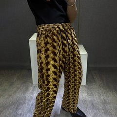Threebooy Fashionable Design Niche Retro Gold Velvet Y2k Trousers Men Autumn And Winter High-End Casual Wide-Leg Straight Trousers Men
