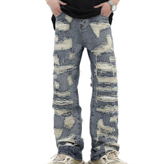 Threebooy Y2K Streetwear Baggy Ripped Stacked Jeans Pants For Men Clothing Straight Hip Hop Denim Trousers Pantalon Homme