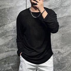 Threebooy Mens T-Shirt Breathable Sunscreen Primer Casual Blouse Summer Fashion Versatile Simple Solid Color Long Sleeve Top Men'S Wear