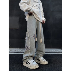 Threebooy American Vintage Pants Luxury Man Jeans Straight Trousers Streetwear Baggy New Wide Men's Clothing