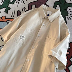 Threebooy Japan Style Simple Shirt Workwear High-end Short-sleeved Shirt in Summer New Trendy City Cargo Blouse Casual Versatile Shirt