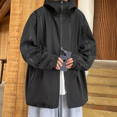 Threebooy Men Hoodies Jackets Men Harajuku Windbreaker Jacket Hip Hop Bomber Camping Jackets Casual Cargo Jackets Men Coats 5XL